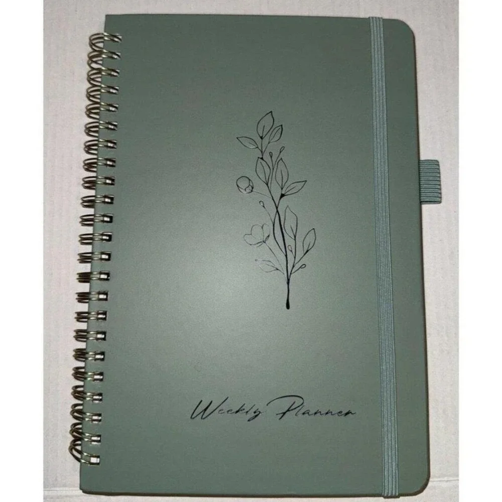 Undated Weekly Planner To Do List Notebook Habit Tracker Pen‎ Holder Green Dots